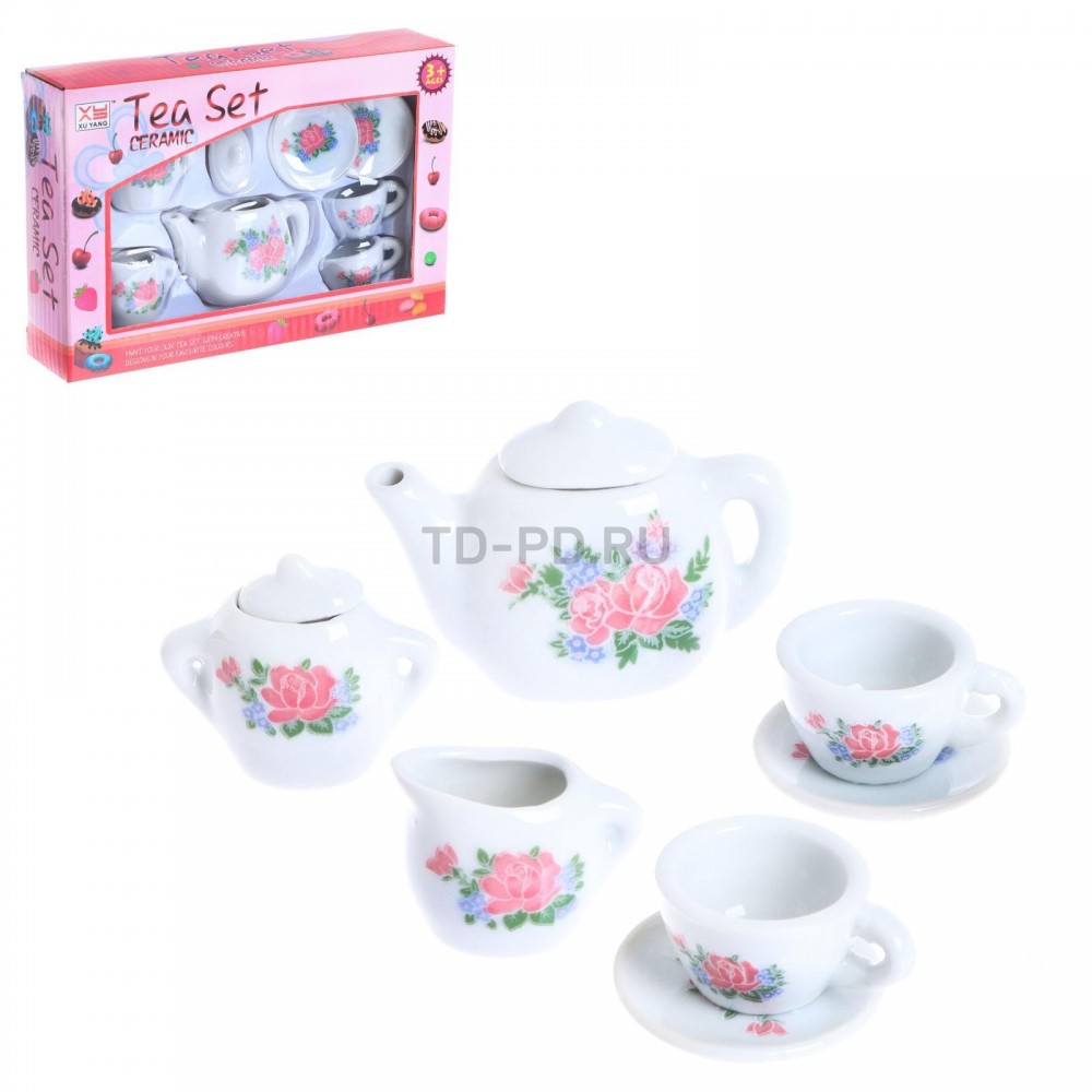 
Набор керамической посудки «Цветочное чаепитие», 7 предметов