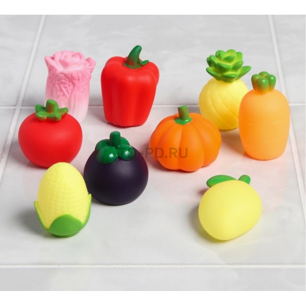 Набор резиновых игрушек для игры в ванной «Овощной набор», 9 шт