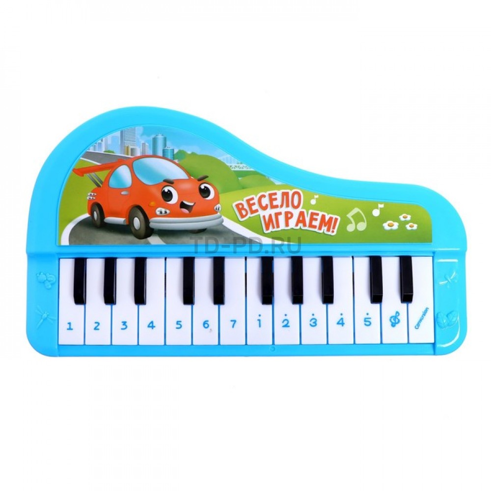 Музыкальное пианино «Весёлые машинки», звук, цвет синий