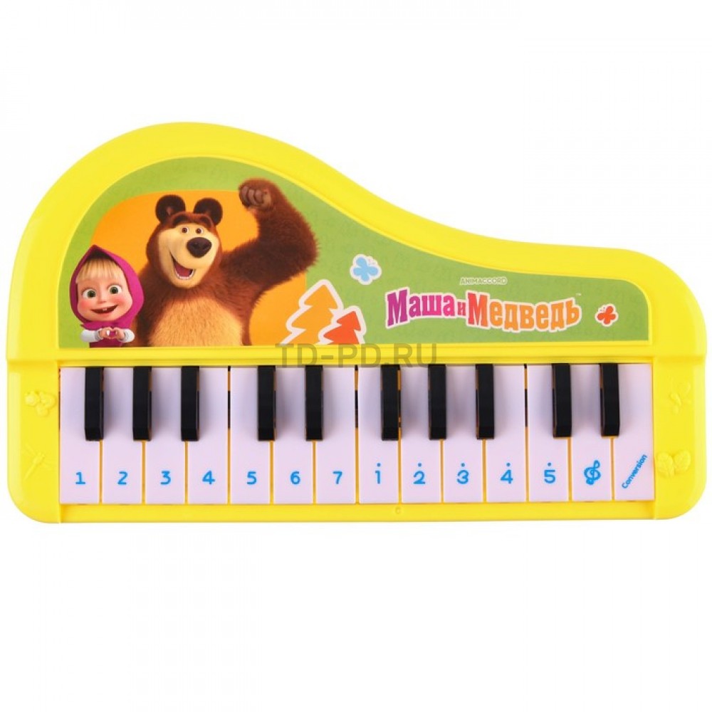 Музыкальное пианино «Маша и Медведь», звук, цвет жёлтый
