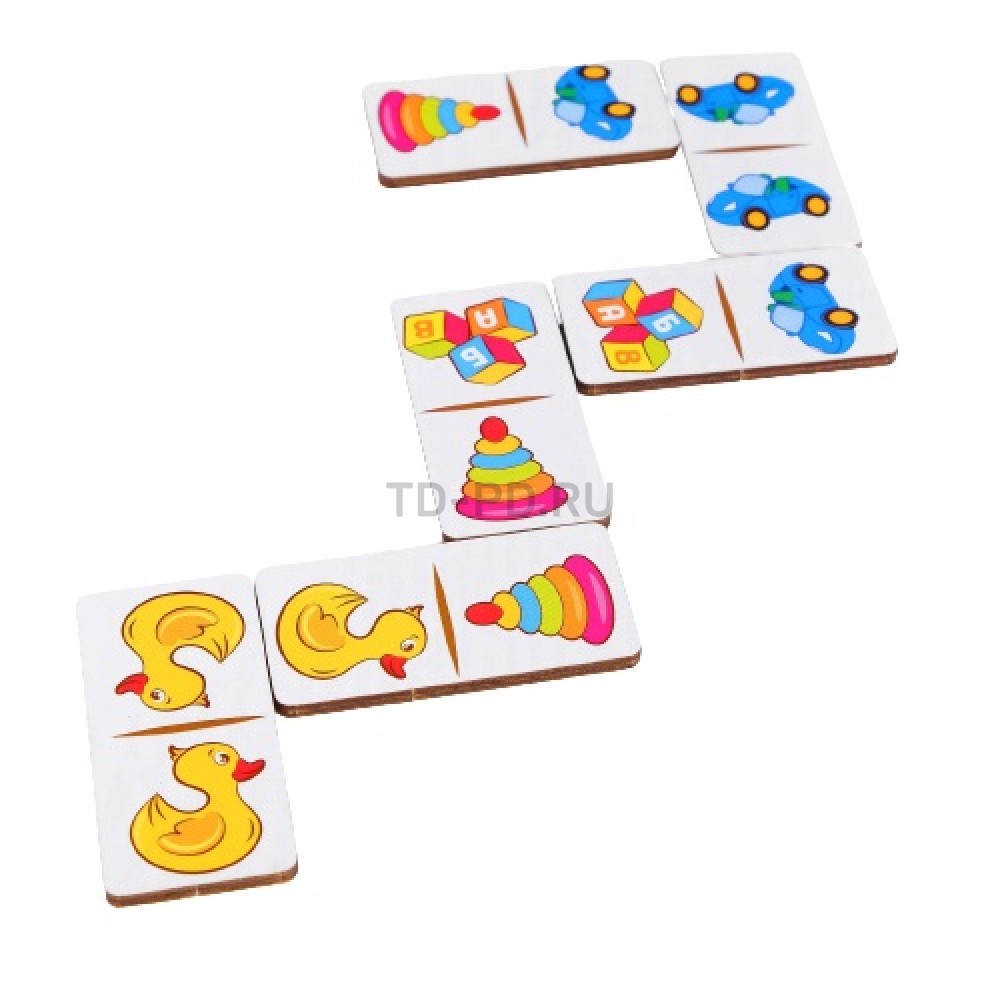 Домино "Детские игрушки", 28 элементов, размер плашки: 3 × 6 × 0,4 см