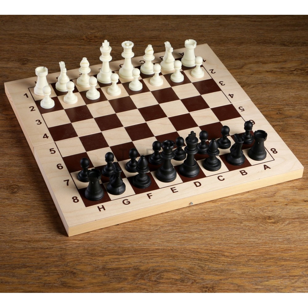 Шахматные фигуры, пластик, король h-9 см, пешка h-4.1 см