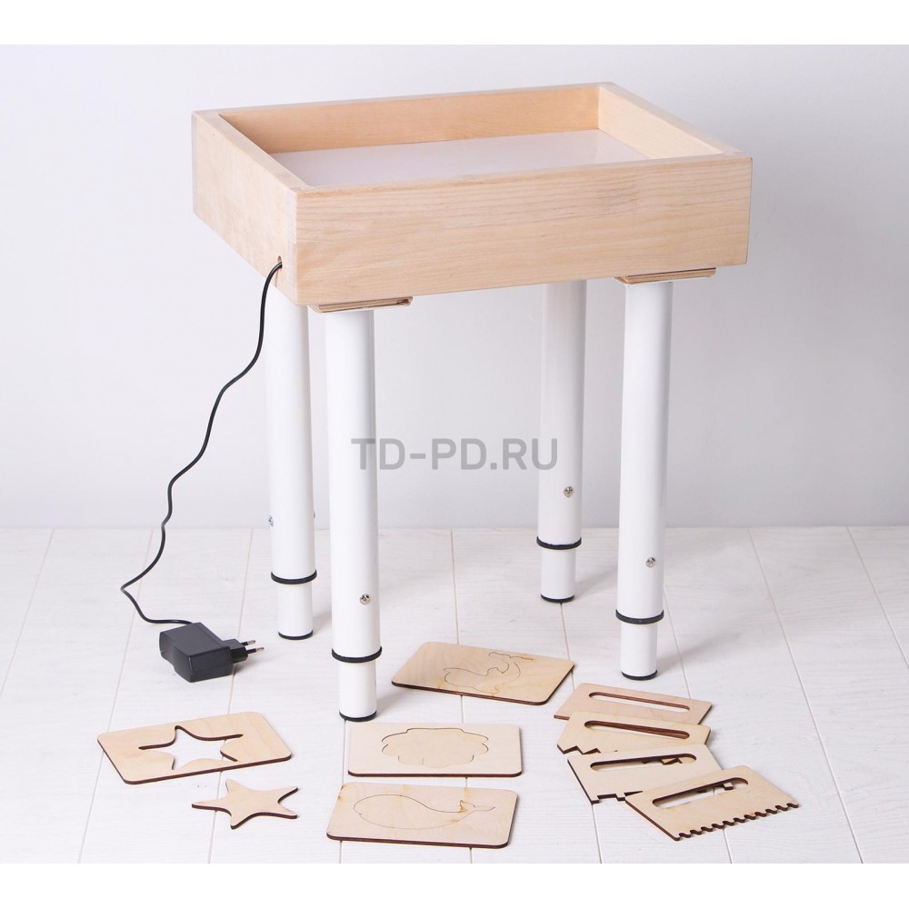 Стол для рисования песком с белой подстветкой, 30×40 см + гребень и трафарет