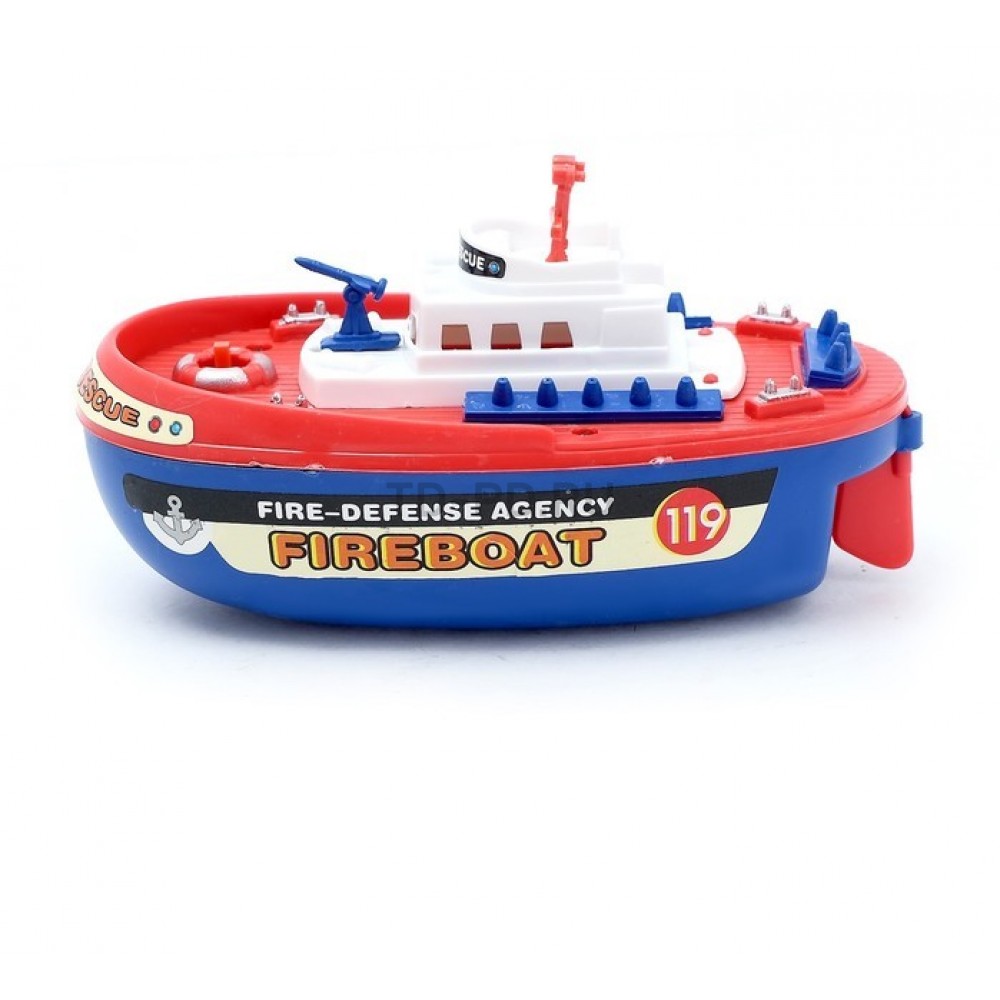 Детский корабль «Пожарная лодка», работает от батареек, брызгает водой
