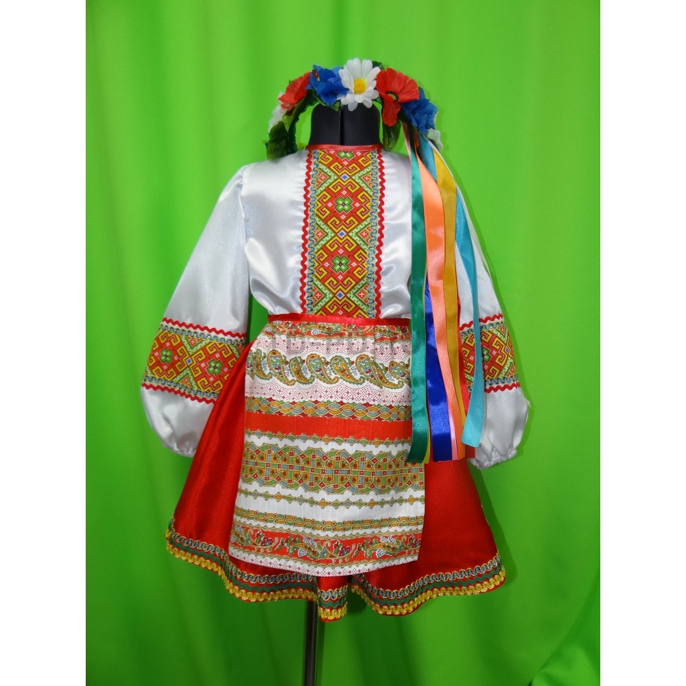 Украинская девочка (блузка,юбка,фартук,венок с лентаим)