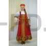 Хохлома-ткань (сарафан,блузка,кокошник) красный женский
