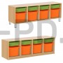 Система хранения выдвижная  четырехсекционная с 8 контейнерами (4 глубоких, 4 неглубоких).