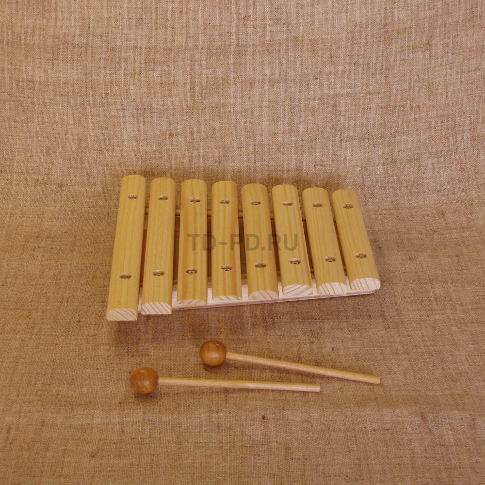 Ксилофон диатонический Ля мажор (8 пластин, на низком резонаторе, ель)