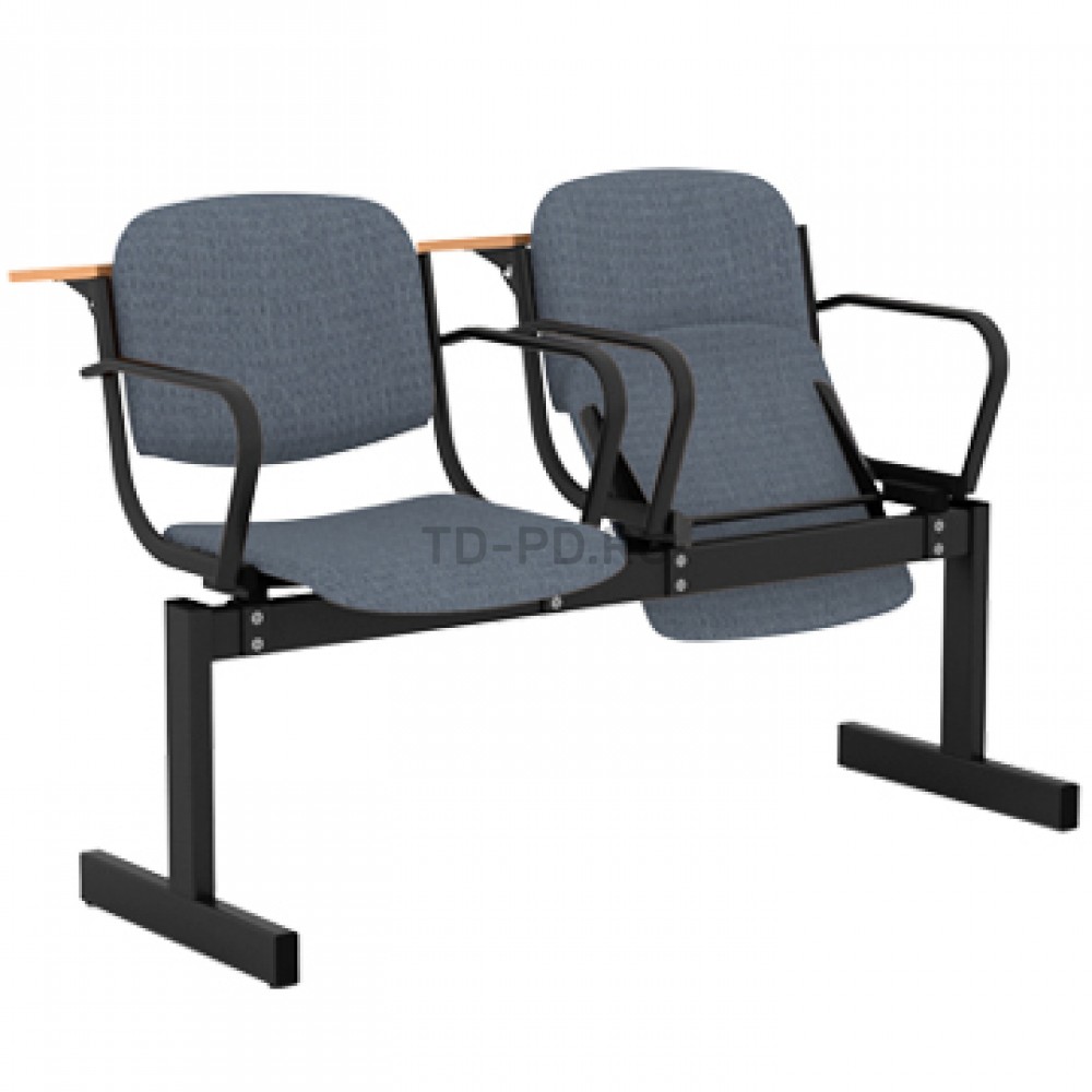 Блок стульев 2-местный, мягкий, откидывающийся, с подлокотниками, лекционный
