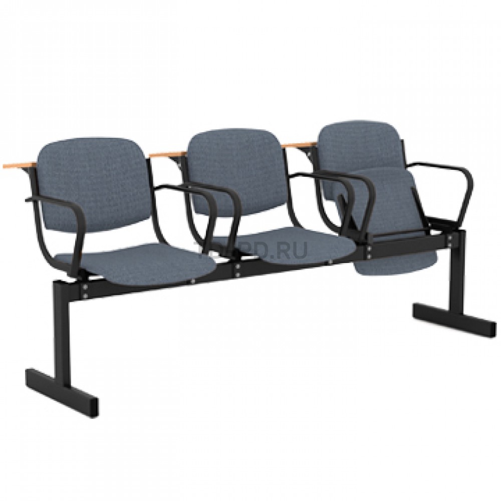 Блок стульев 3-местный, мягкий, откидывающийся, с подлокотниками, лекционный