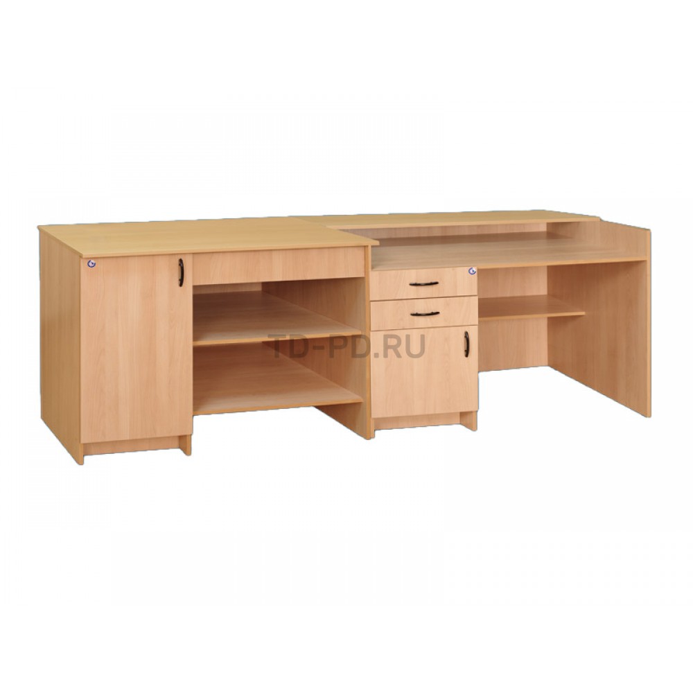 Зона-стол для кабинета физики демонстрационная с ящиками и нишами двойная