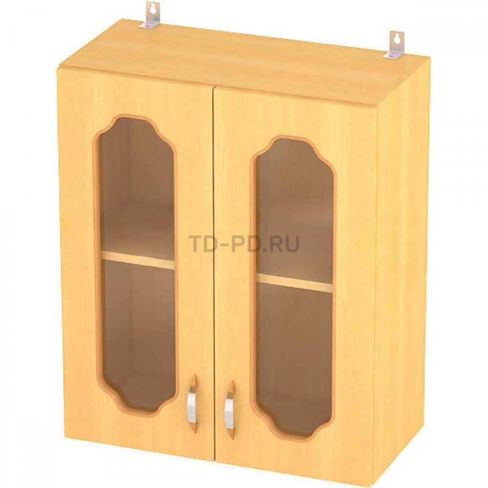 Кухонный навесной шкаф узкий с 2 створками, со стеклом