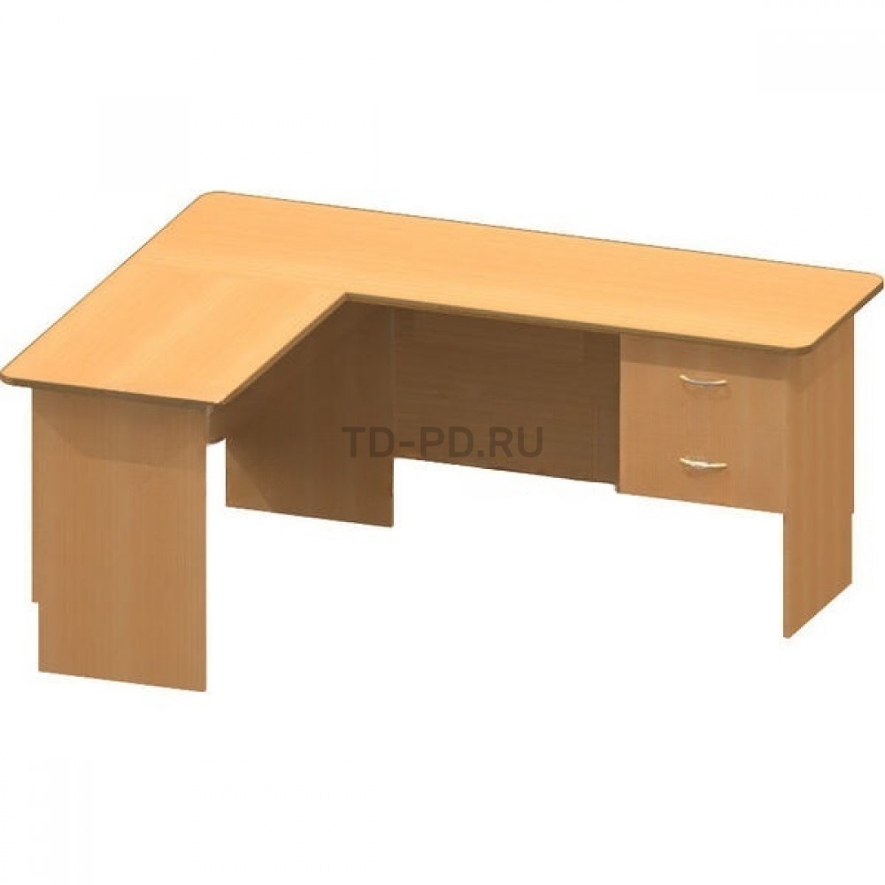 Угловой стол с 2 ящиками и  полкой для клавиатуры