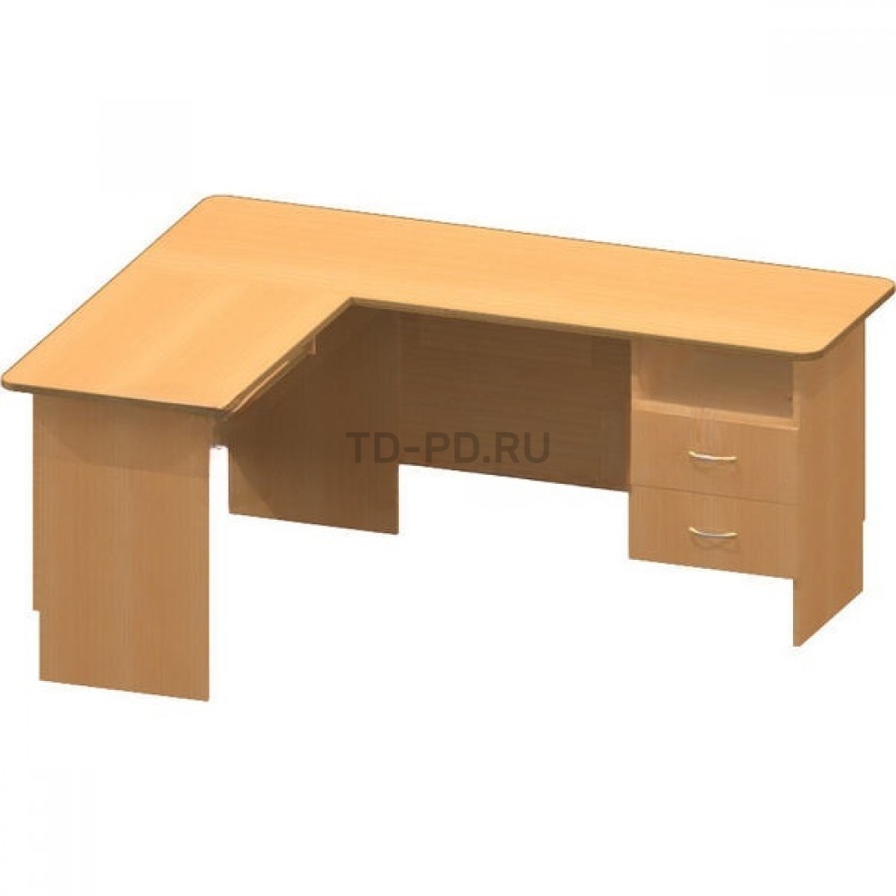 Угловой стол с 2 ящиками,1 нишей 