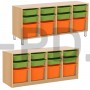 Система хранения выдвижная  четырехсекционная с 12 контейнерами (4 глубоких, 8 неглубоких).