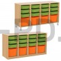 Система хранения выдвижная  четырехсекционная с 16 контейнерами (4 глубоких, 12 неглубоких).