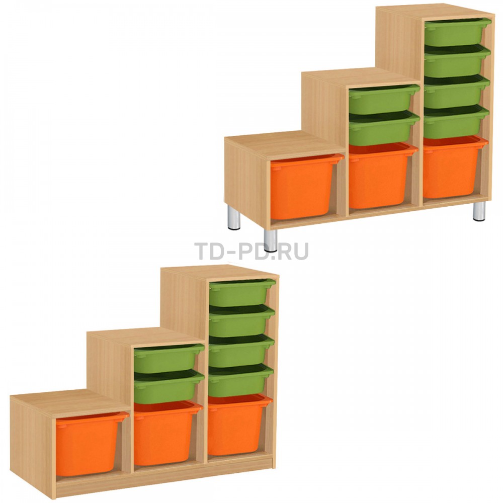Система хранения тумба Лесенка с 9 контейнерами (3 глубоких, 6  неглубоких) 